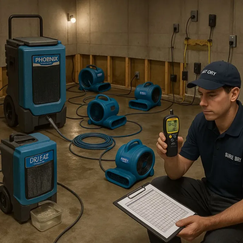 Structural Drying and Dehumidification process in Glenmore, WI
